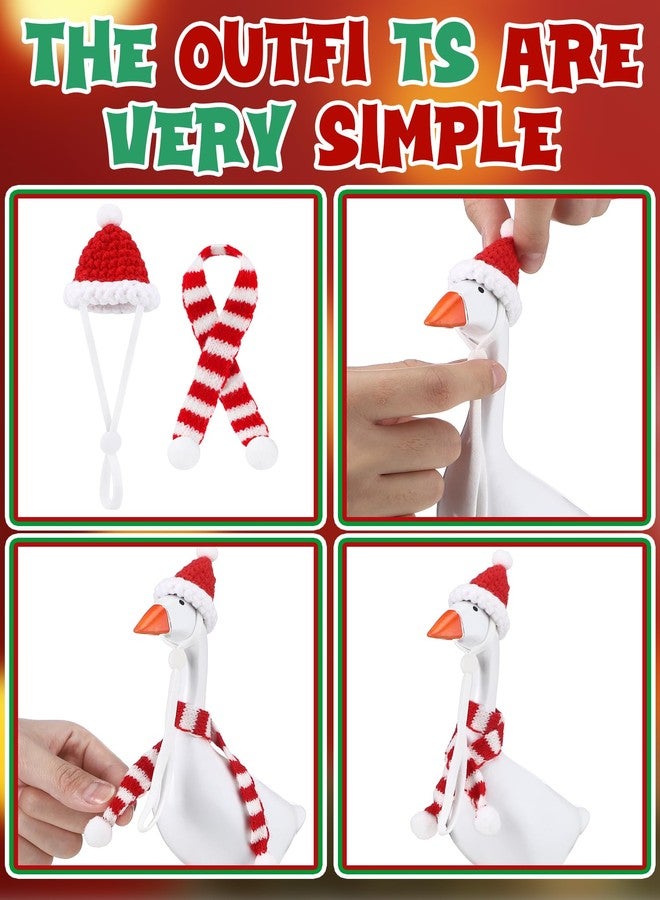 SilTriangle 12 Pieces Christmas Mini Goose Outfits Hat and Scarves 7 Inch Desk Goose Hats with Adjustable Straps Mini Christmas Headwear for Figurine Keychain Holder - Image 2